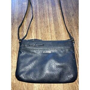 Vtg Ralph Lauren Chaps Double Zip 10X8 Navy Blue Adjustable Crossbody Purse Rare